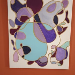 Abstract Canvas Art with Gold Accents